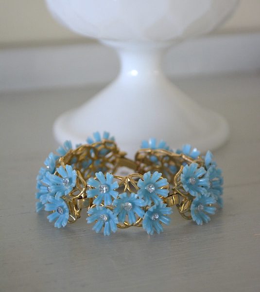 Blue Flowers Bracelet, Blue Bracelet, Flowers Bracelet, Flower Bracelet, Flower Jewelry