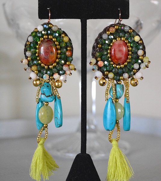 Turquoise Stones Earrings, Stones Earrings, Rocks Earrings, Statement Earrings, Statement Jewelry