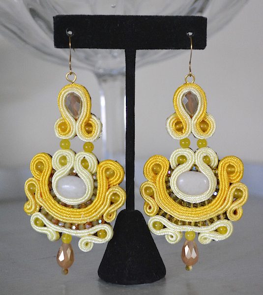 Yellow Cord Earrings, Sari-Inspired Jewelry, Yellow Earrings, Cord Earrings