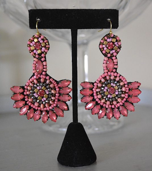 Salmon Beaded Earrings, Pink Earrings, Pink Beaded Earrings, Boho Jewelry, Pink Earrings