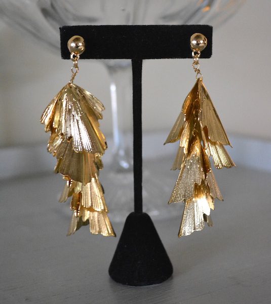 Gold Falling Leaves Earrings, Gold Leaves Earrings, Gold Earrings