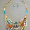 Bright Multi Strands Necklace Set, Stones and Beads Necklace Set, Necklace and Earrings, Bright Jewelry, Natural Jewelry
