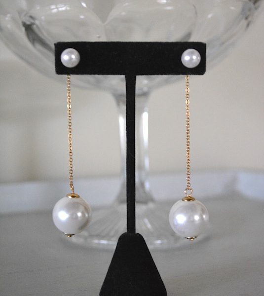 2D Pearl Earrings, Long Pearl Earrings, Pearl Earrings, Pearl Drop Earrings, Bridal Jewelry