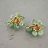 Melon Green Beaded Earrings, Vendome Earrings, Vendome Jewelry, VIntage Earrings, Green Earrings