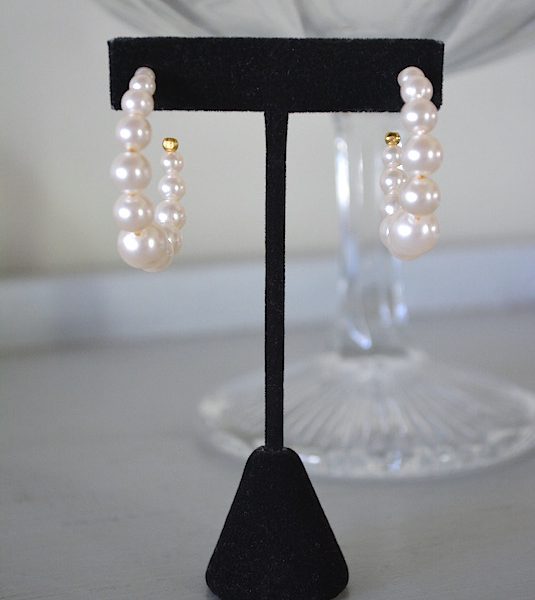 Pearl Hoop Earrings, Pearl Earrings, Pearl Hoops, Bridal Jewelry, Bridal Earrings