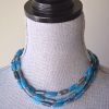 Long Blue Beaded Necklace, Blue Beaded Necklace, Vintage Blue Necklace, Blue Beaded Necklace