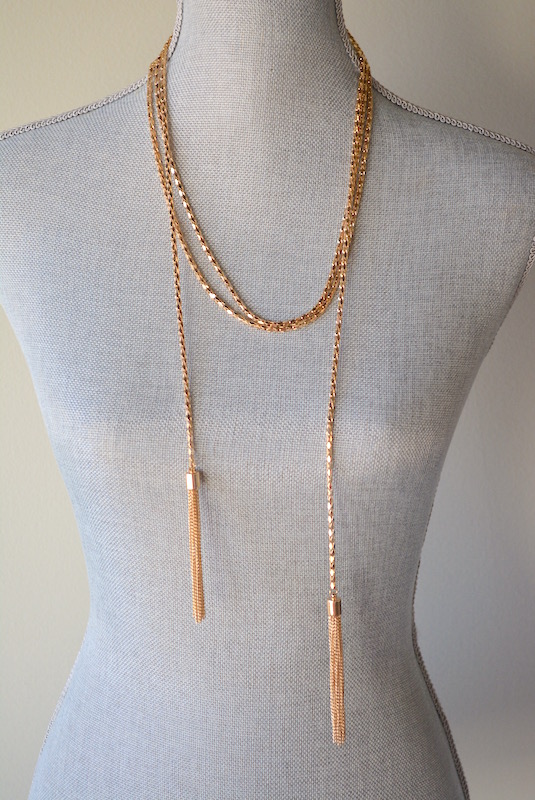 Gold Lariat Necklace Set, Gold Necklace and Earrings, Gold Lariat Necklace, Lariat Necklace, Gold Lariat Necklace, 1970's inspired Jewelry