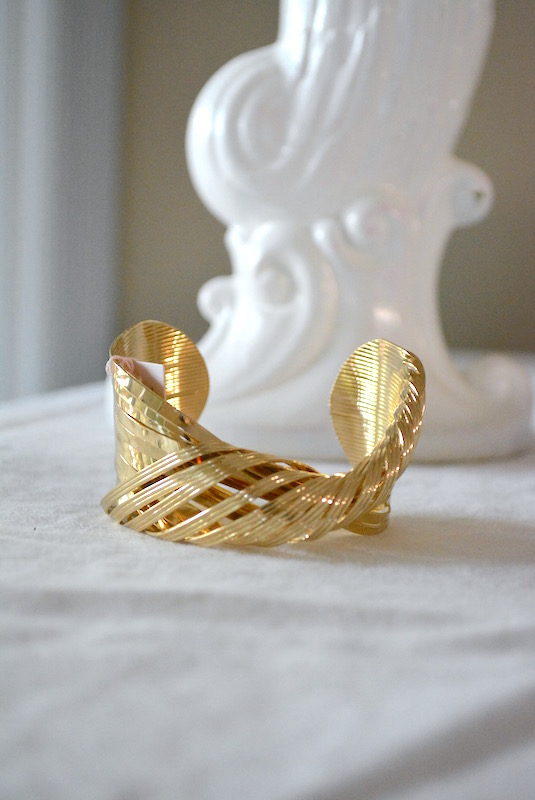 Gold Twisted Bracelet, Gold Bracelet, Gold Cuff Bracelet, Twisted Bracelet, Gold Arm Band, 1980's Jewelry, 1980's Inspired Jewelry