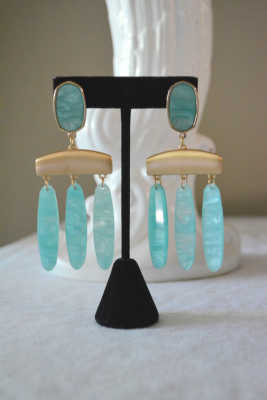 Mint Turquoise Column Earrings, Mint Earrings, Turquoise Earrings, Column Earrings, Chandelier Earrings
