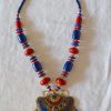 Red Bohemian Necklace, Red Necklace, Red and Blue Necklace, Tribal Necklace, Navy Necklace, Statement Jewelry