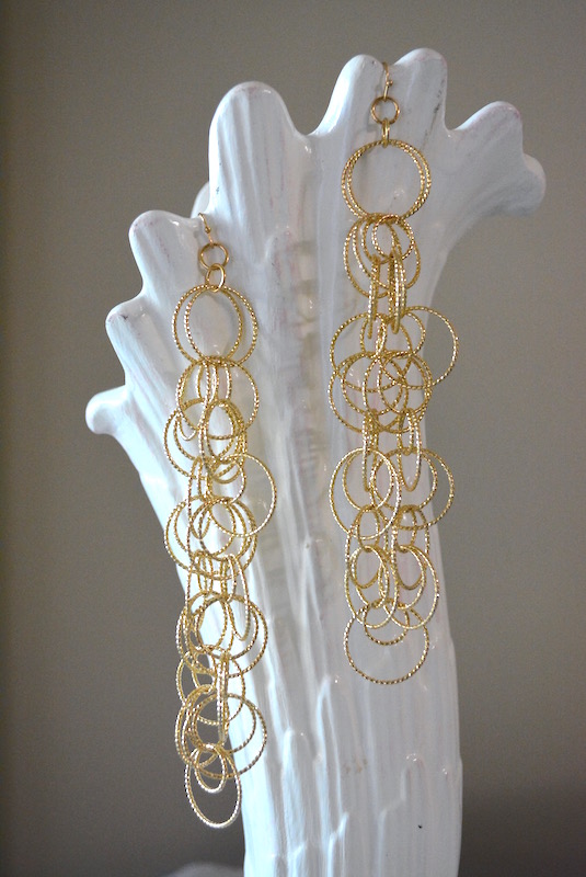 Gold Rings Earrings, Gold Earrings, Statement Earrings, Gold Ring Earrings
