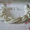 Silver Cord Necklace Set, Silver Braided Necklace Set, Silver Necklace and Earrings, Necklace and Earrings