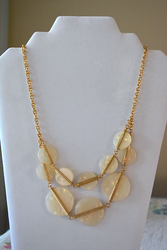 White Shell Necklace, White Shell Jewelry, White and Gold Necklace, Gold and White Necklace
