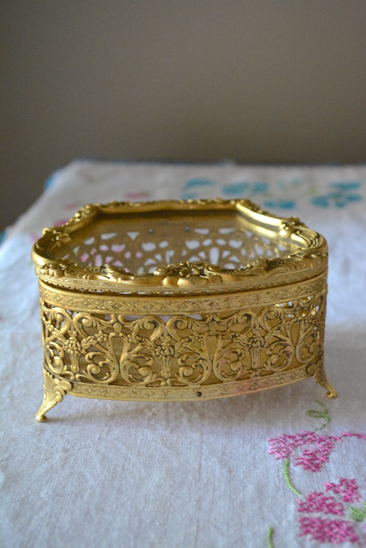 Jewelry Casket, Jewelry Box, Brass Jewelry Box, Filigree Jewelry Box
