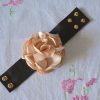 Fabric Flower Bracelet, Flower Bracelet, Pink Flower Bracelet, Flower Jewelry, Fabric Flower Jewelry