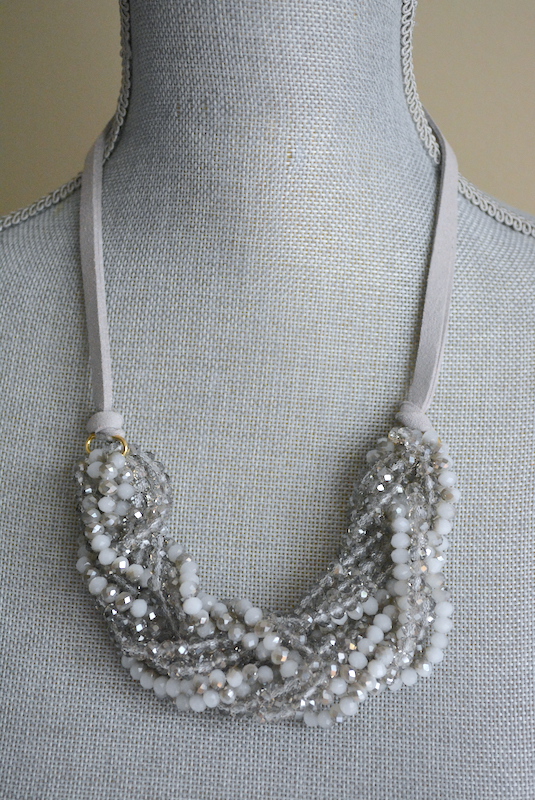 Grey Beaded Braided Necklace, Beaded Necklace, Grey Beaded Necklace, Braided Necklace, Grey Jewelry
