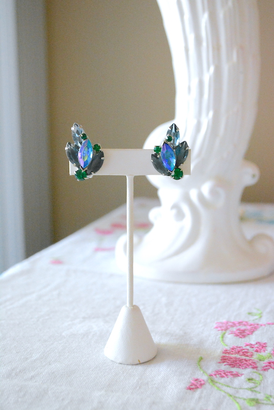 Royalty Rhinestone Earrings, Sapphire Earrings