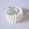 White Cuff Bracelet, Vintage White Bracelet, White Beaded Jewelry, Cuff Bracelet